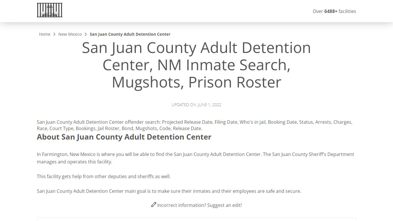 San Juan County Adult Detention Center, NM Inmate Search ...